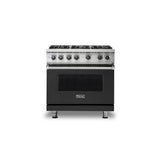 Viking - 36''W./24''D. Gas Sealed Burner Range-6 Burners-Cast Black-LP - Cast Black