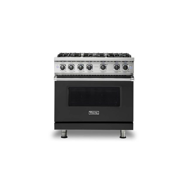 Viking - 36''W./24''D. Gas Sealed Burner Range-6 Burners-Cast Black-LP - Cast Black