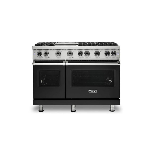 Viking - 48''W./24''D. Gas Sealed Burner Range-6 Burners/Griddle-Cast Black - Cast Black