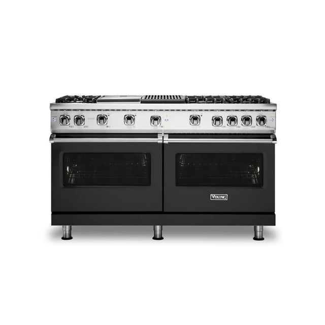Viking - 60''W./24''D. Gas Sealed Burner Range-6 Burners/Griddle&Grill-Cast Black-LP - Cast Black
