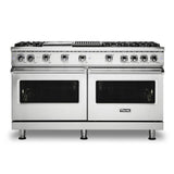 Viking - 60''W./24''D. Gas Sealed Burner Range-6 Burners/GriddleandGrill-Stainless-LP - Stainless Steel