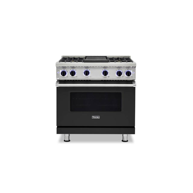 Viking - 36''W./24''D. Gas Sealed Burner Range-6 Burners-Cast Black - Cast Black