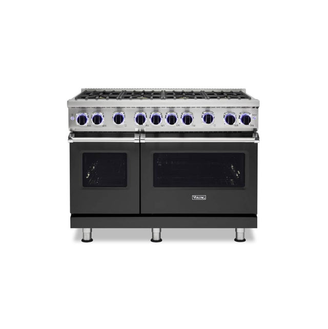 Viking - 48''W./24''D. Gas Sealed Burner Range-8 Burners-Cast Black-LP - Cast Black