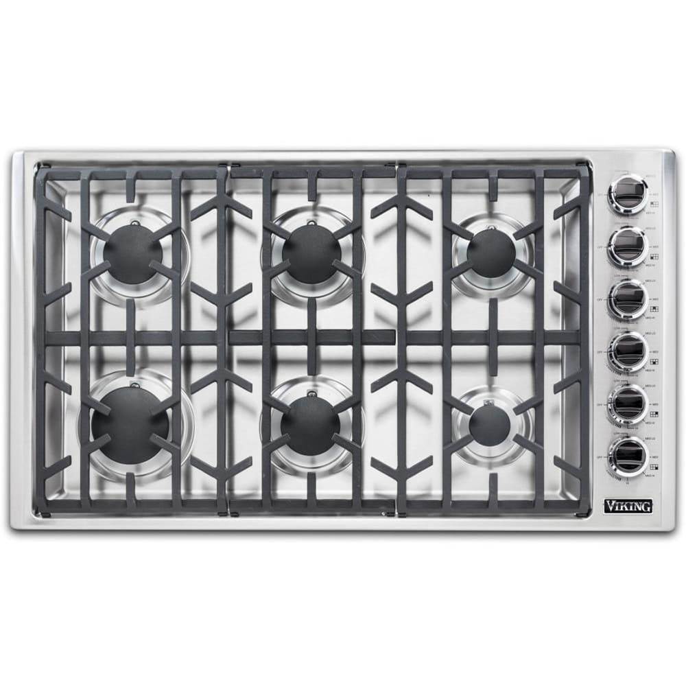 Viking - 36''W. Gas Cooktop-6 Burners-Stainless - Stainless Steel