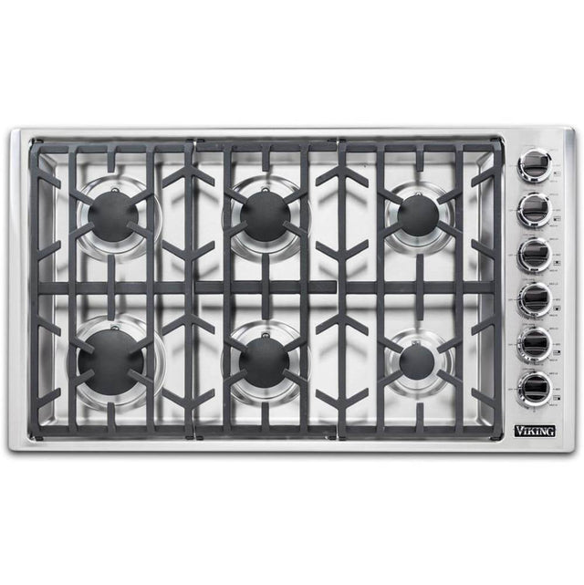 Viking - 36''W. Gas Cooktop-6 Burners-Stainless - Stainless Steel