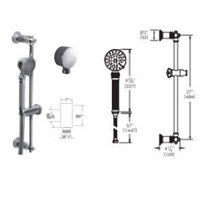 Vissoni - Multifunction Hand Shower Set w/Slide Bar, Supply Elbow, and Hose - Polished Chrome