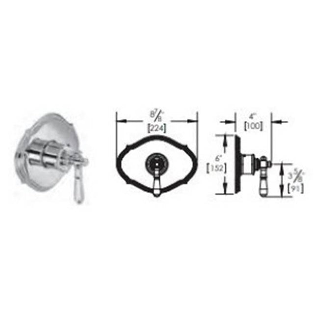 Vissoni - 3/4'' Thermostatic Trim - Uses TH-6300 valve - Polished Chrome