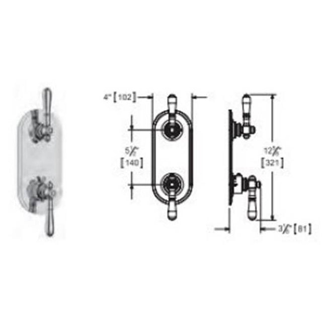 Vissoni - 1/2'' Thermostatic Trim w/1-way Volume Control - Uses TH-9010 valve - Polished Chrome