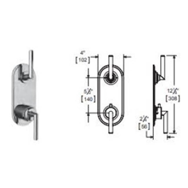 Vissoni - 1/2'' Thermostatic Trim w/1-Way Volume Confrol - Uses TH-9010 valve - Polished Chrome