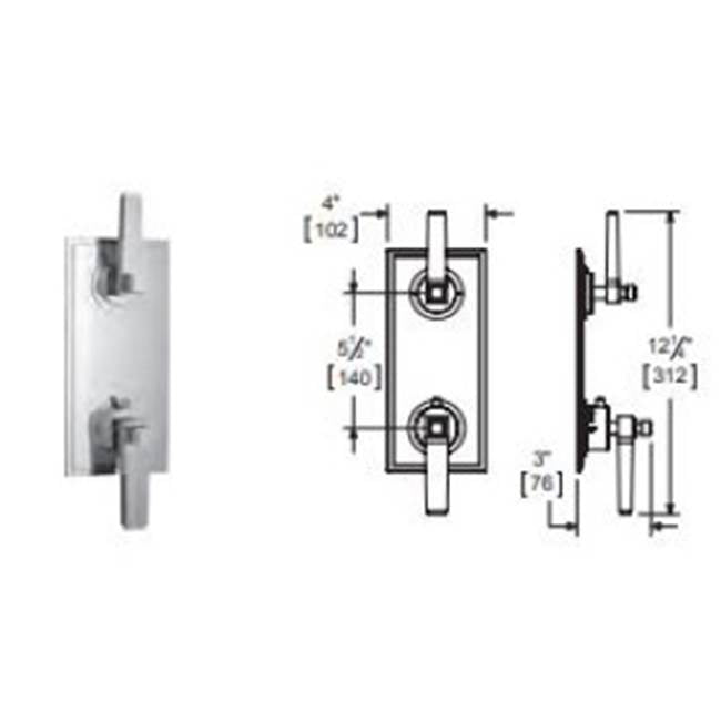 Vissoni - 1/2'' Thermostatic Trim w/1-Way Volume Control - Uses TH-9010 valve - Polished Chrome