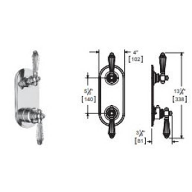 Vissoni - 1/2'' Thermostatic Trim w/1-Way Volume Control - Uses TH-9010 valve - Polished Chrome