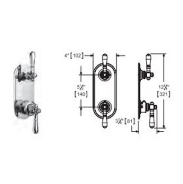Vissoni - 1/2'' Thermostatis Trim w/1-Way Volume Control - Uses TH-9010 valve - Polished Chrome