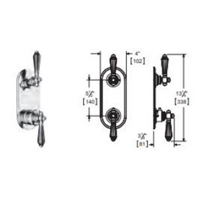 Vissoni - 1/2'' Thermostatic Trim w/2-Way Diverter (shared) - Uses TH-9212 valve - Polished Chrome