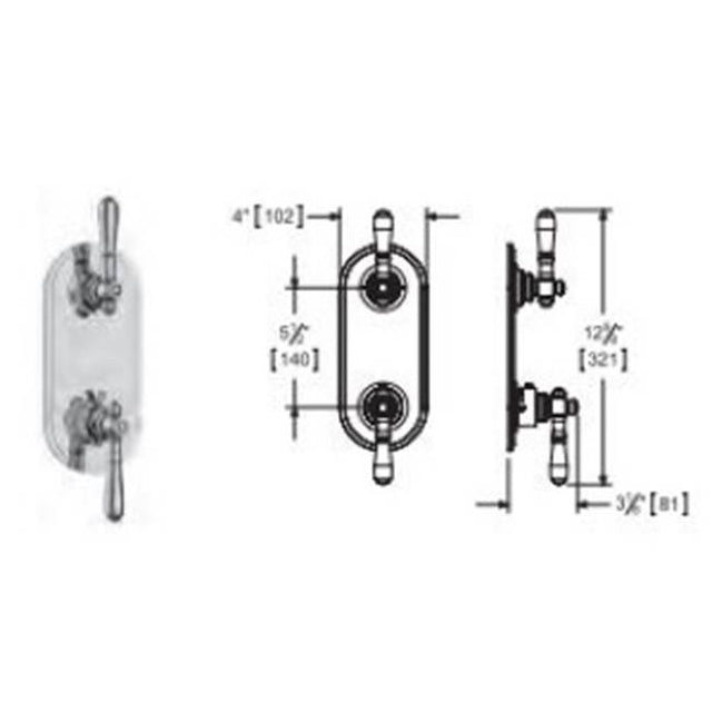 Vissoni - 1/2'' Thermostatic Trim w/2-way Diverter (shared) - Uses TH9212 valve - Polished Chrome