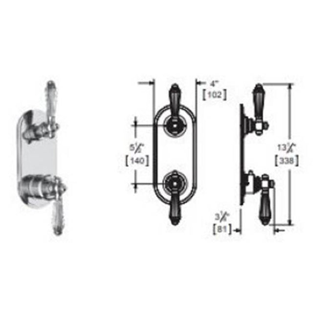 Vissoni - 1/2'' Thermostatic Trim w/2-Way Diverter (shared) - Uses TH-9212 valve - Polished Chrome