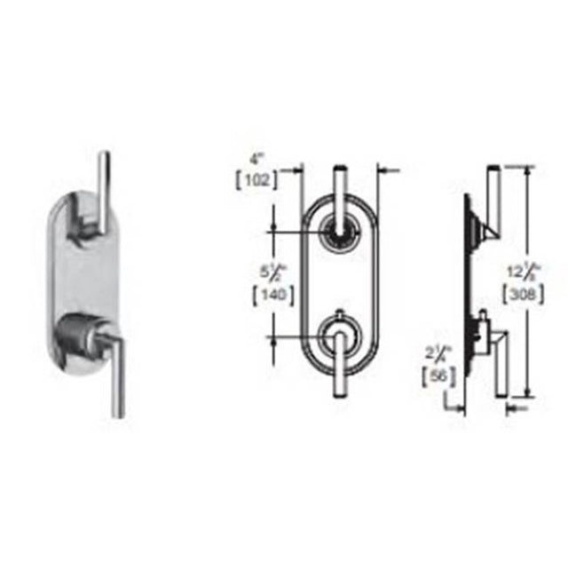 Vissoni - 1/2'' Thermostatic Trim w/2-Way Diverter (shared) - Uses TH-9212 valve - Roman Bronze
