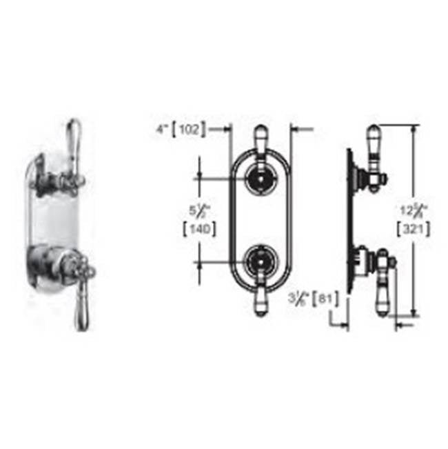 Vissoni - 1/2'' Thermostatic Trim w/2-way Diverter (shared) - Uses TH-9212 valve - Roman Bronze