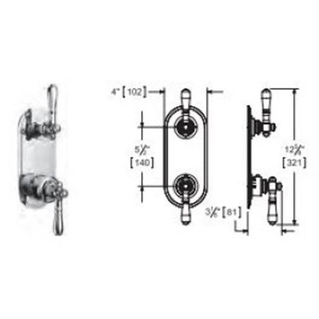 Vissoni - 1/2'' Thermostatic Trim w/2-way Diverter (shared) - Uses TH-9212 valve - Roman Bronze
