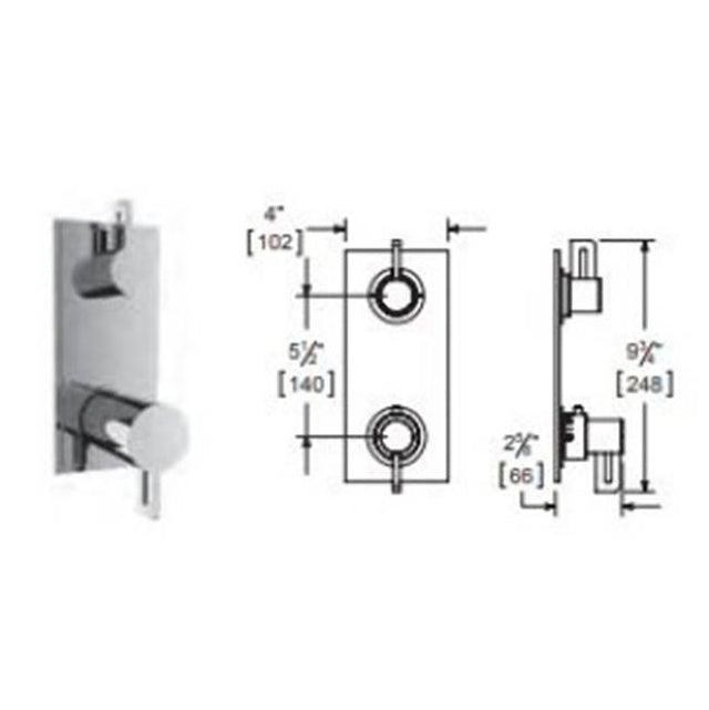 Vissoni - 1/2'' Thermostatic Trim w/2-Way Diverter (shared) - Uses TH-9212 valve - Roman Bronze