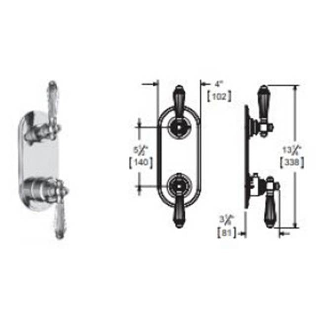 Vissoni - 1/2'' Thermostatic Trim w/2-Way Diverter (non-shared) - Uses TH-9210 valve - Antique Brass