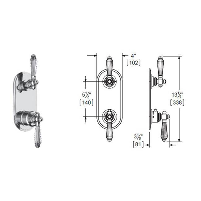 Vissoni - 1/2'' Thermostatic Trim w/3-Way Diverter (shared) - Uses TH-9313 valve - Roman Bronze