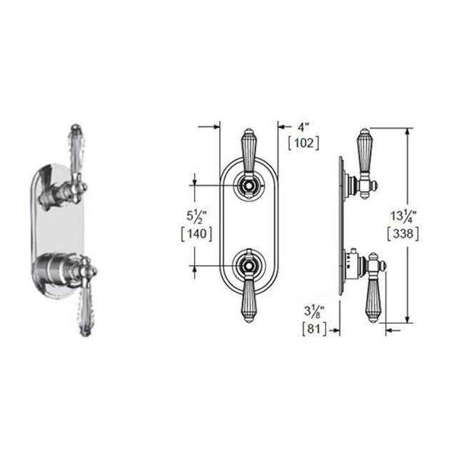 Vissoni - 1/2'' Thermostatic Trim w/3-Way Diverter (shared) - Uses TH-9313 valve - Roman Bronze