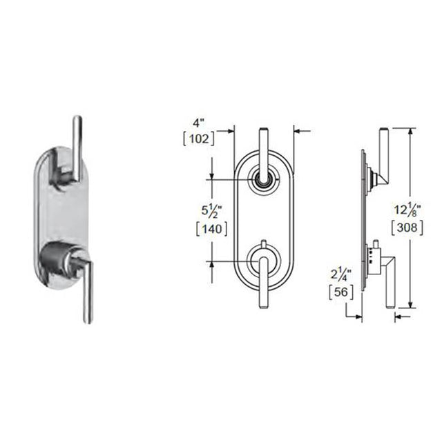Vissoni - 1/2'' Thermostatic Trim w/3-Way Diverter (shared) - Uses TH-9313 valve - Roman Bronze
