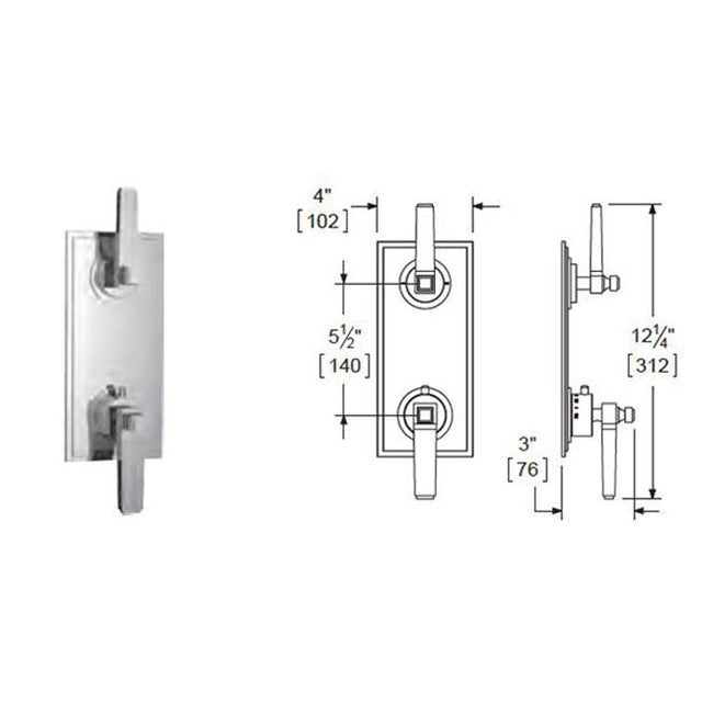 Vissoni - 1/2'' Thermostatic Trim w/3-Way Diverter (shared) - Uses TH-9313 valve - Roman Bronze