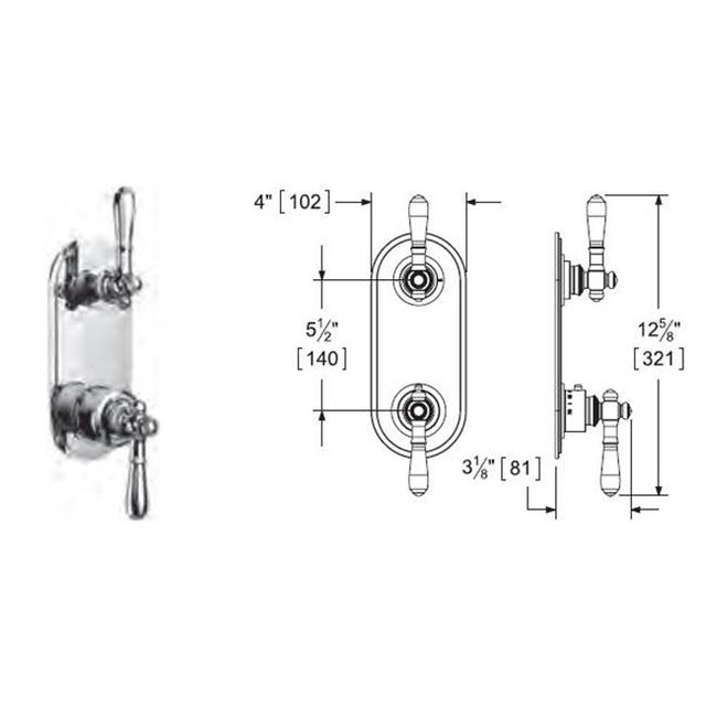 Vissoni - 1/2'' Thermostatic Trim w/3-Way Diverter (shared) - Uses TH-9313 valve - Roman Bronze