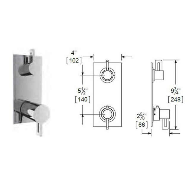 Vissoni - 1/2'' Thermostatic Trim w/3-Way Diverter (shared) - Uses TH-9313 valve - Roman Bronze