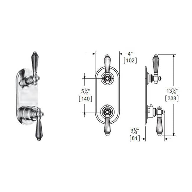 Vissoni - 1/2'' Thermostatic Trim w/3-Way Diverter (non-shared) - Uses TH-9310 valve - Roman Bronze