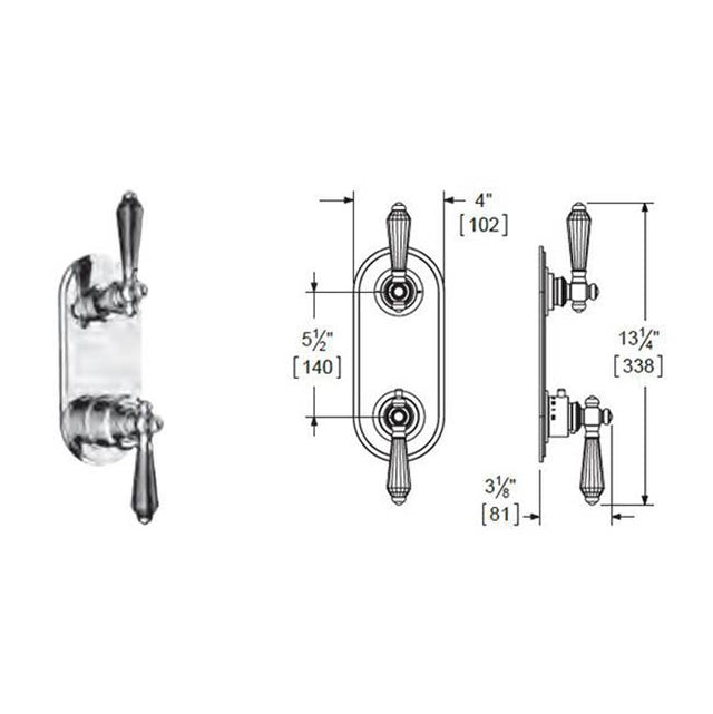 Vissoni - 1/2'' Thermostatic Trim w/3-Way Diverter (non-shared) - Uses TH-9310 valve - Roman Bronze