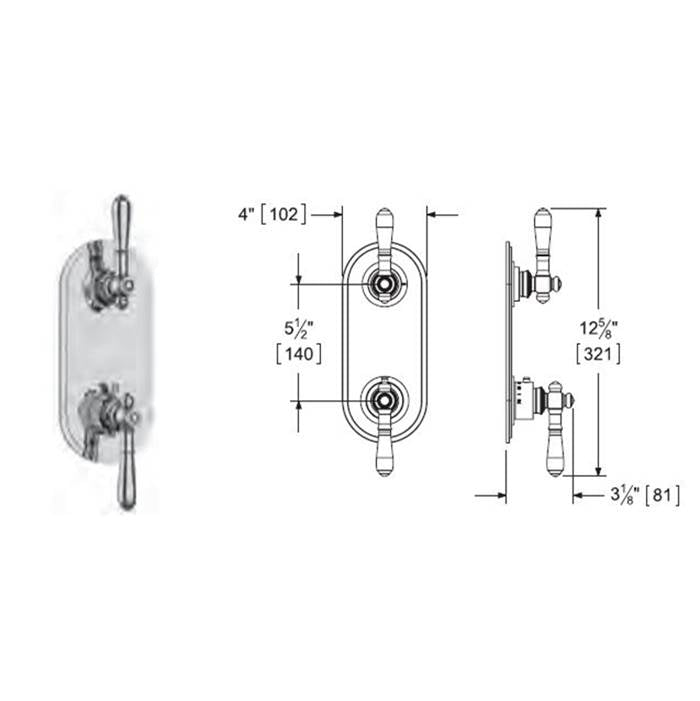 Vissoni - 1/2'' Thermostatic Trim w/3-way Diverter (non-shared) - Uses TH-9310 valve - Roman Bronze