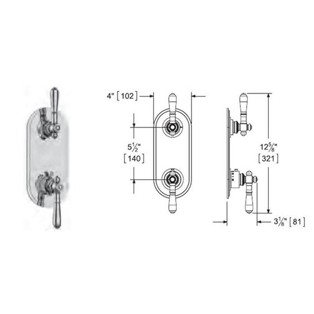 Vissoni - 1/2'' Thermostatic Trim w/3-way Diverter (non-shared) - Uses TH-9310 valve - Roman Bronze