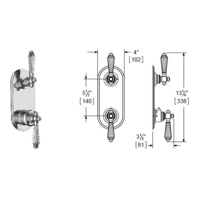 Vissoni - 1/2'' Thermostatic Trim w/3-Way Diverter (non-shared) - Uses TH-9310 valve - Roman Bronze