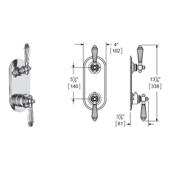 Vissoni - 1/2'' Thermostatic Trim w/3-Way Diverter (non-shared) - Uses TH-9310 valve - Roman Bronze