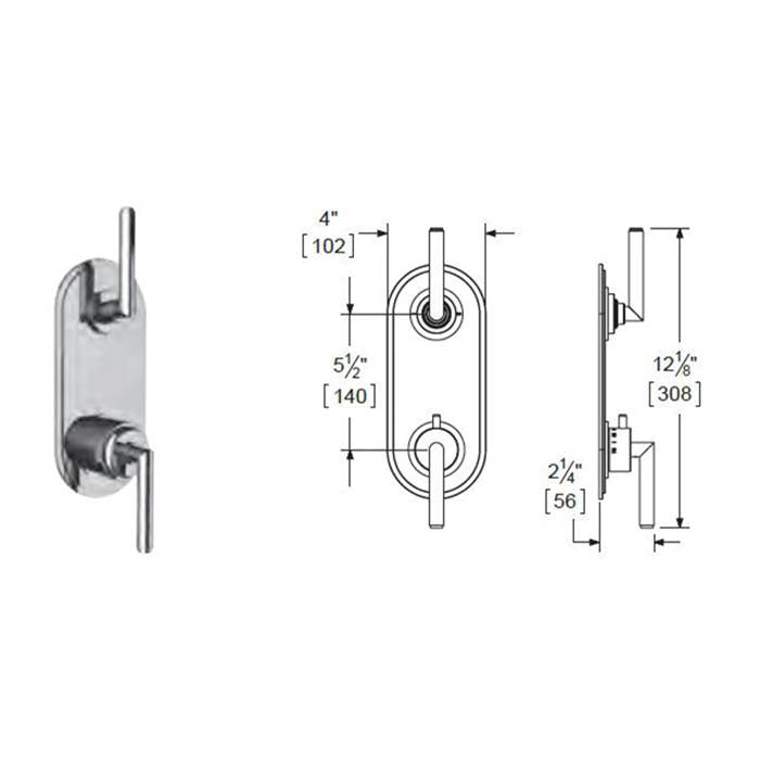 Vissoni - 1/2'' Thermostatic Trim w/3-Way Diverter (non-shared) - Uses TH-9310 valve - Roman Bronze