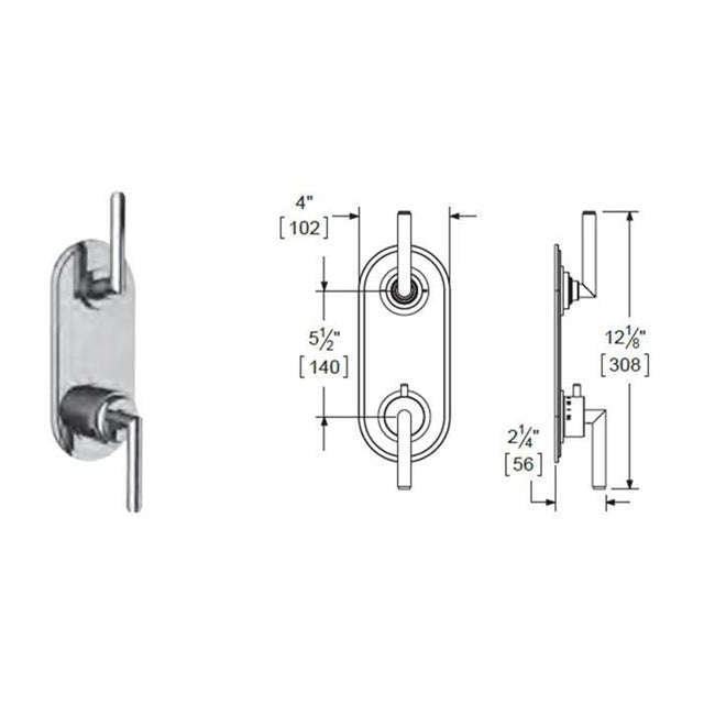 Vissoni - 1/2'' Thermostatic Trim w/3-Way Diverter (non-shared) - Uses TH-9310 valve - Roman Bronze