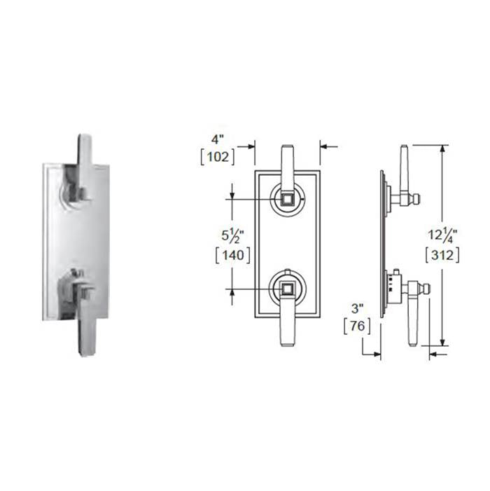 Vissoni - 1/2'' Thermostatic Trim w/3-Way Diverter (non-shared) - Uses TH-9310 valve - Roman Bronze