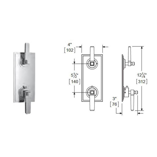 Vissoni - 1/2'' Thermostatic Trim w/3-Way Diverter (non-shared) - Uses TH-9310 valve - Roman Bronze