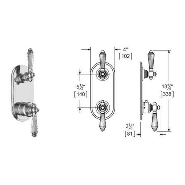 Vissoni - 1/2'' Thermostatic Trim w/3-Way Diverter (non-shared) - Uses TH-9310 valve - Roman Bronze