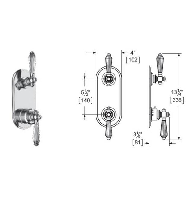 Vissoni - 1/2'' Thermostatic Trim w/3-Way Diverter (non-shared) - Uses TH-9310 valve - Roman Bronze