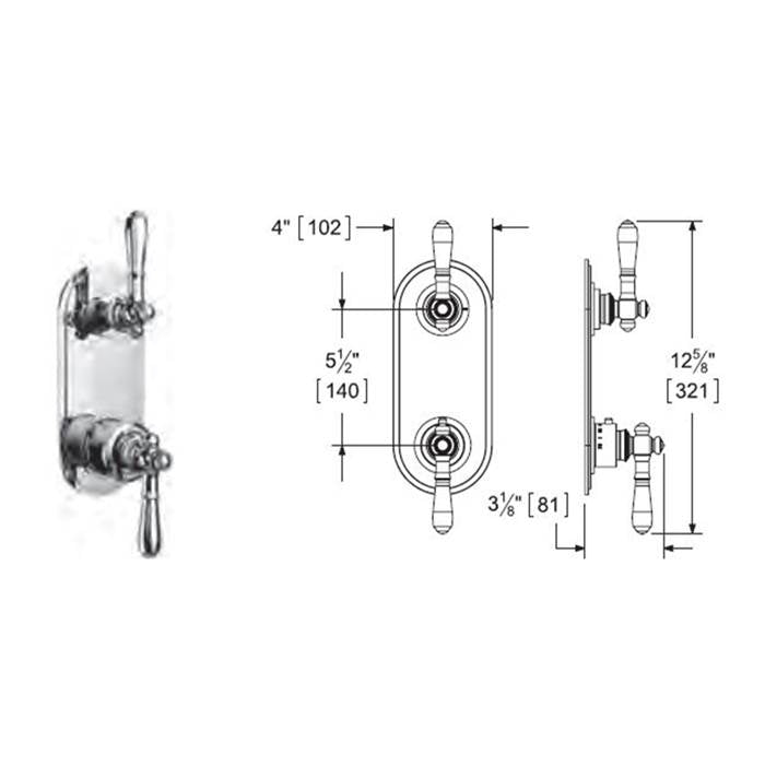 Vissoni - 1/2'' Thermostatic Trim w/3-Way Diverter (non-shared) - Uses TH-9310 valve - Roman Bronze