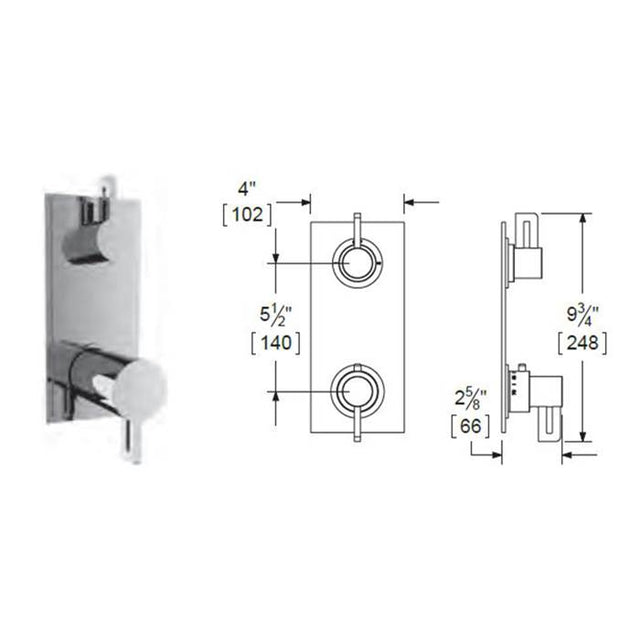 Vissoni - 1/2'' Thermostatic Trim w/3-Way Diverter (non-shared) - Uses TH-9310 valve - Roman Bronze