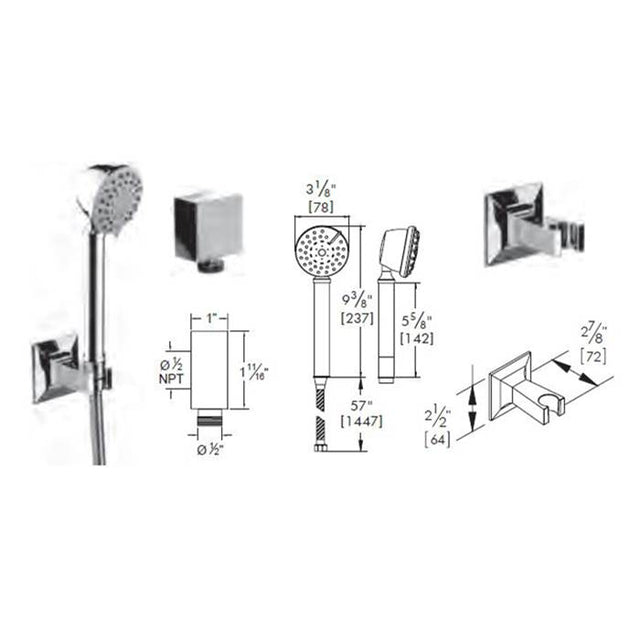 Vissoni - Multifunction Hand Shower Set w/Bracket, Supply Elbow, and Hose - Roman Bronze