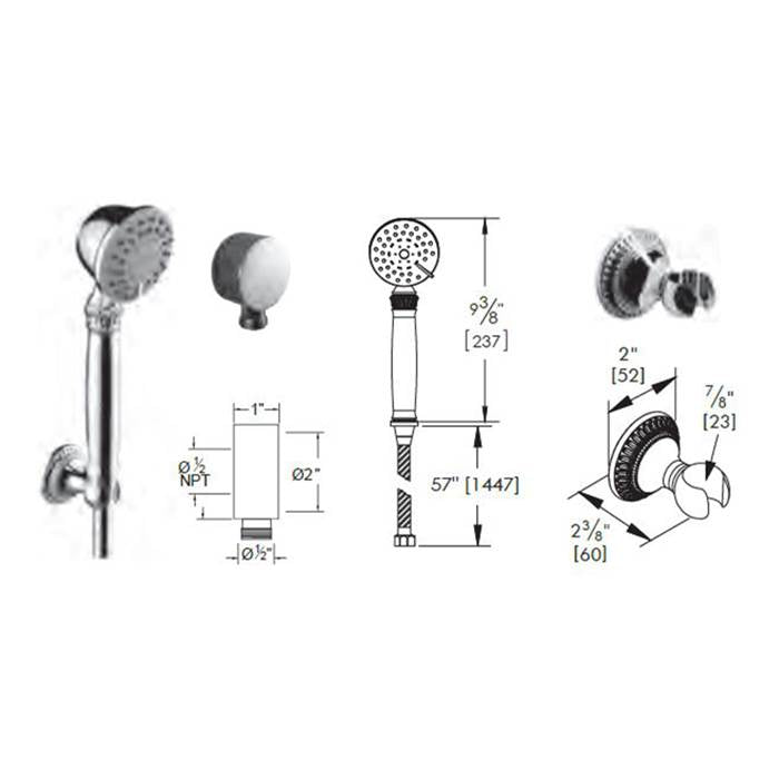 Vissoni - Multifunction Hand Shower Set w/Bracket, Supply Elbow, and Hose - Roman Bronze
