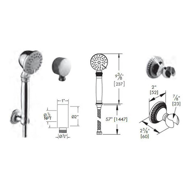 Vissoni - Multifunction Hand Shower Set w/Bracket, Supply Elbow, and Hose - Roman Bronze