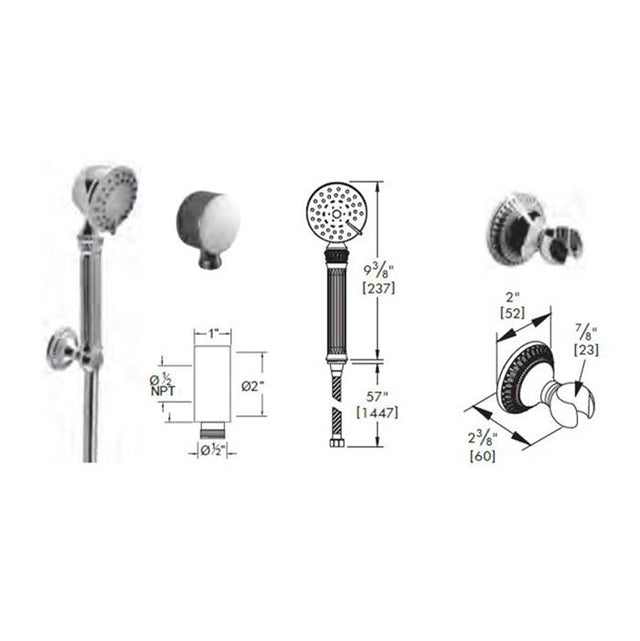 Vissoni - Multifunction Hand Shower Set w/Bracket, Supply Elbow, and Hose - Roman Bronze