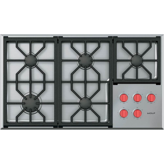 Wolf - 36'' Professional Gas Cooktop / Ng - Stainless Steel