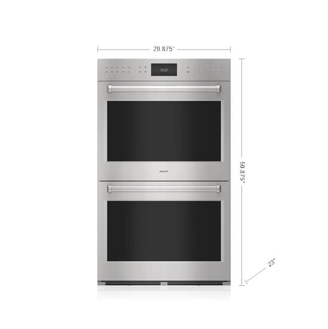 Wolf - 30'' Double Walloven, E-Series, Professional Trim, Stainless Steel, Pro Handle